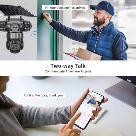 3 Lens 3 Screens 4G Solar Camera HD 15MP 360 Outdoor Waterproof CCTV Night Vision Two-Way Audio Camera Mobile Tracking IP Camera