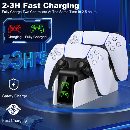 DinoFire Dual Fast Charger &amp; Stand for PS5 DualSense Controllers