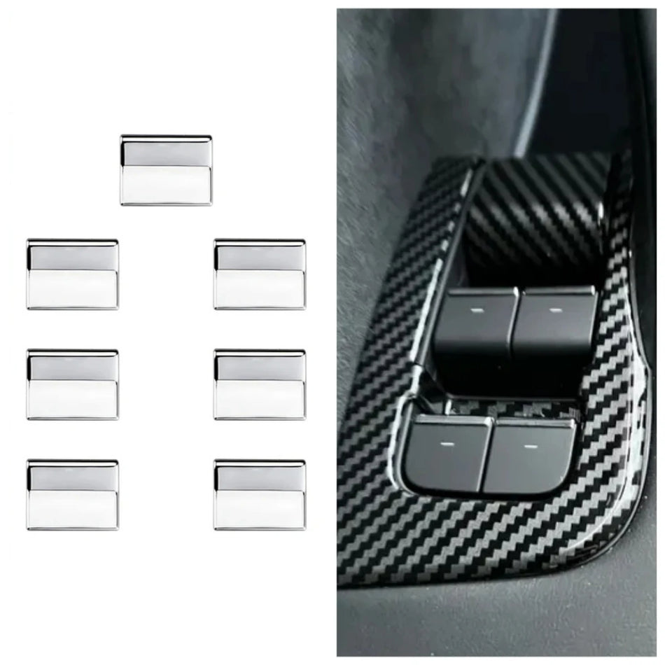 Pokrov gumba za dvigalo oken za Tesla Model 3 in Model Y 2016 do 2025 ABS bleščice trim 7-delni set