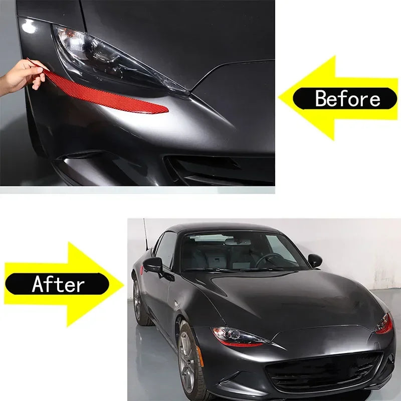 Rifinitura sopracciglia fari in fibra di carbonio morbida Mazda MX5 2 pezzi