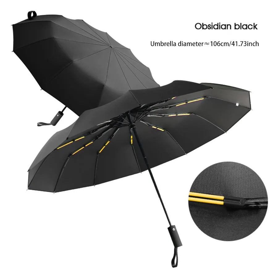 Reinforced 24-Bone Umbrella &ndash; Strong and Durable Wind-Resistant Design black