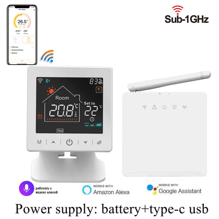 WiFi Thermostat For Gas Boiler - Google Home Ready T6W Set / Wireless