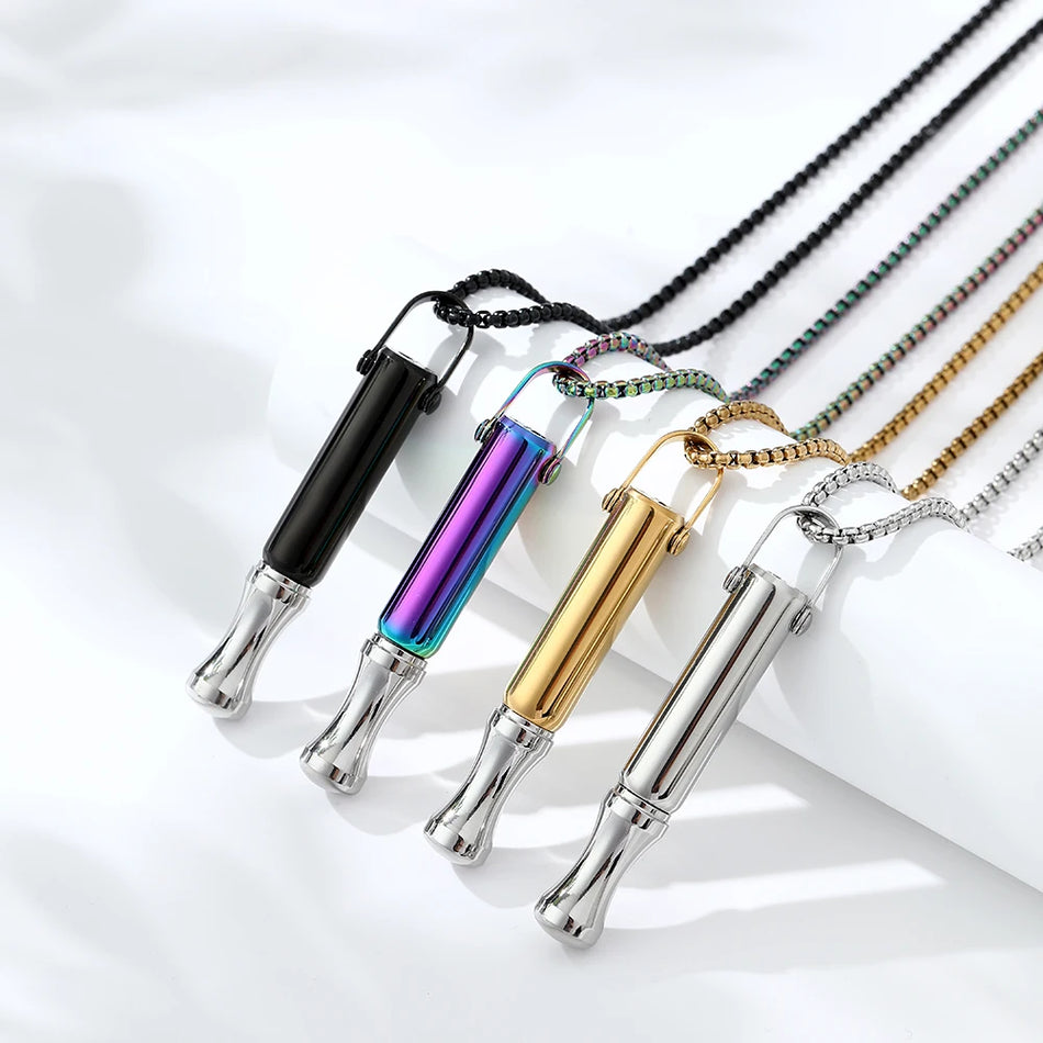 Anxiety Relief Necklace Mindfulness Stainless Steel Breathe Pendant for Women Men