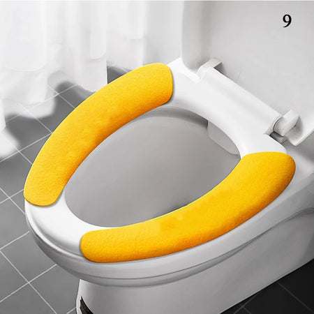 2Pc Set Reusable Toilet Seat Cover &ndash; Warm Flannel Pad small yellow