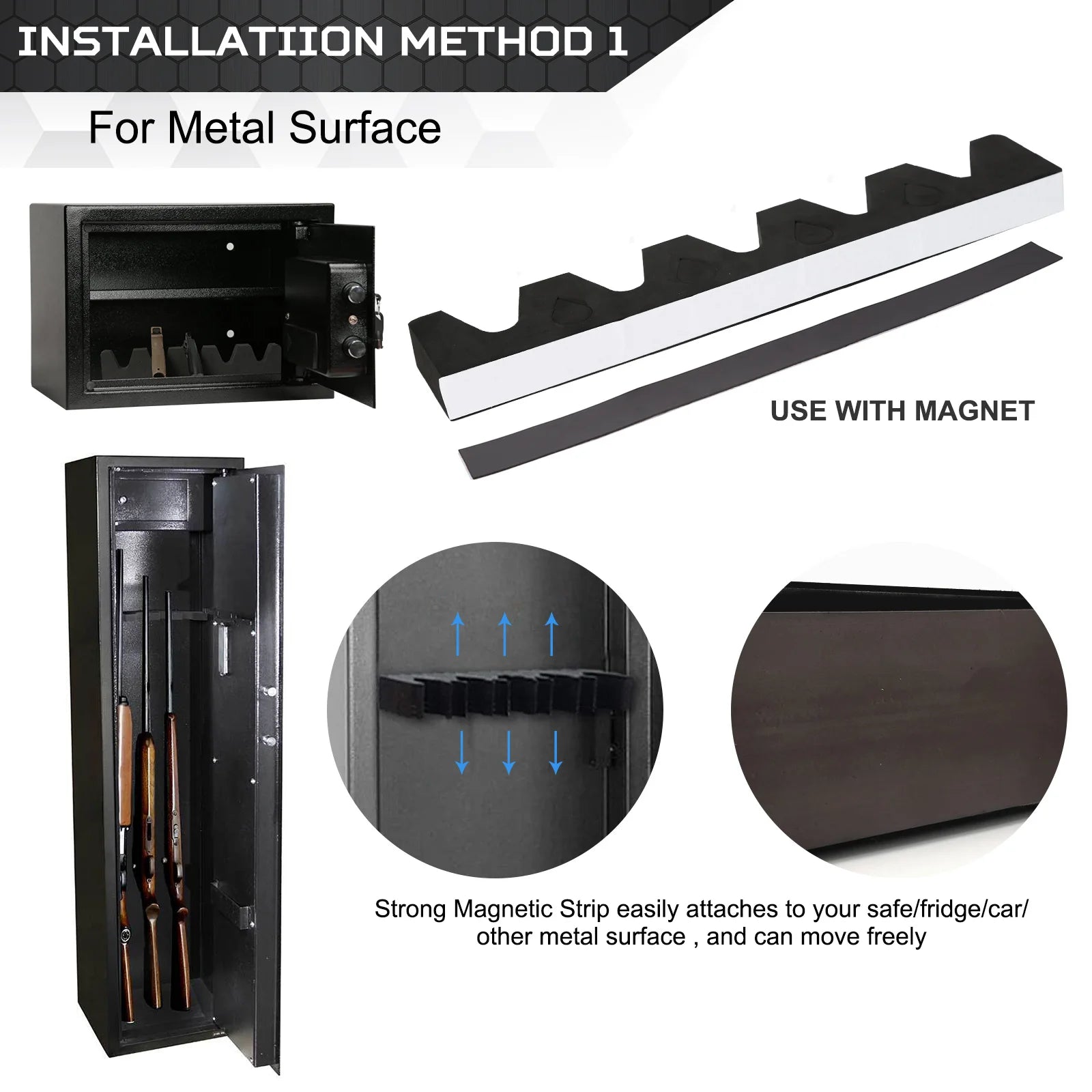 Tactical Foam Gun Rack Wall Mount Pro &ndash; Magnetic Strip