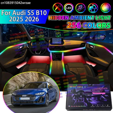 For Audi S5 2025 2026 B10 RGB Car Interior Ambient Lights Strips Breathing Lighting Kit App Control LED strips Auto Accessories by InterCyprus Trading Ltd