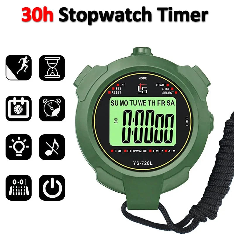 30-Hour Chronometer Pocket Stopwatch, 0.01s Accuracy, Digital LCD Timer