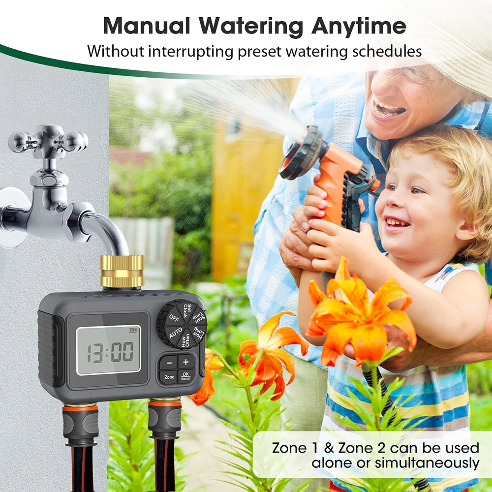 2 Zone Digital Water Timer 3/4 Inch Thread &ndash; Easy Use