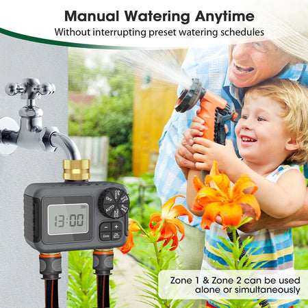 2 Zone Digital Water Timer 3/4 Inch Thread &ndash; Easy Use