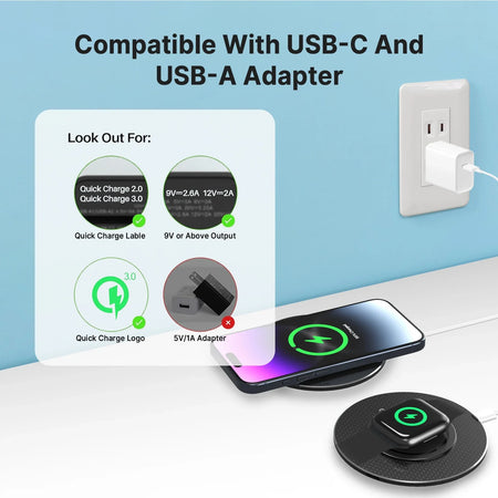 Wireless Charger Pad USB C &ndash; Fast 15W Qi Charging Station