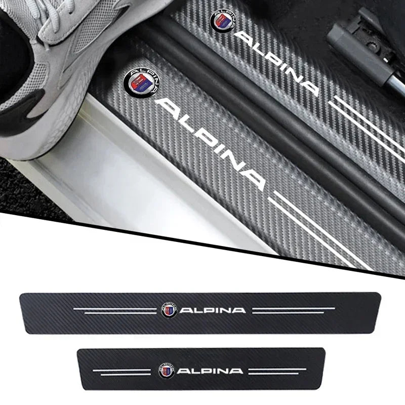 Alpina Automobilio Durų Slenksčio Apsaugos Anglies Pluošto PU Oda