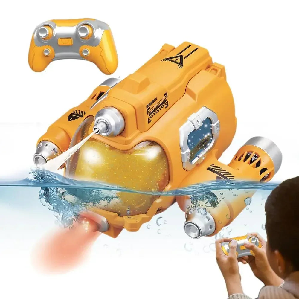 RC Boat With Spray Light &ndash; Waterproof Dual Propeller Yellow