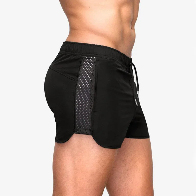 Men Elastic Mesh Training Shorts &ndash; Breathable Comfort Sports shorts-black / L