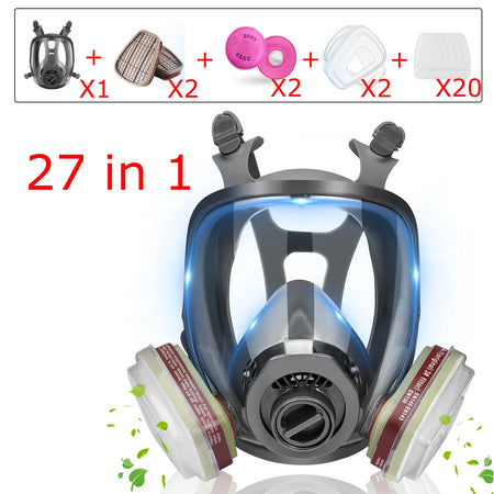 Full Face Gas Mask &ndash; Superior Chemical Protection with 40mm Filter 27in1