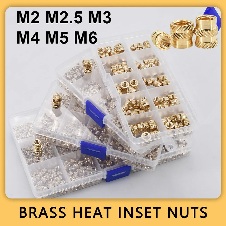 M2 kuni M6 messingist sisestusmutrid soonitud 3D printimise komplekti jaoks