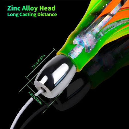 20cm Seawater Fishing Lure - Zinc Alloy Head, Octopus Squid Skirt Bait for Marlin &amp; Tuna