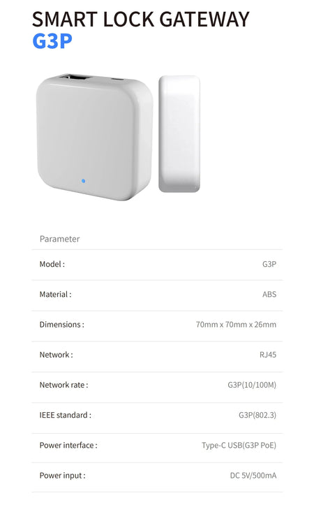 TTlock Gateways G2 G3 G3P G4 &ndash; Bluetooth To 4G WiFi Hub G3P POE