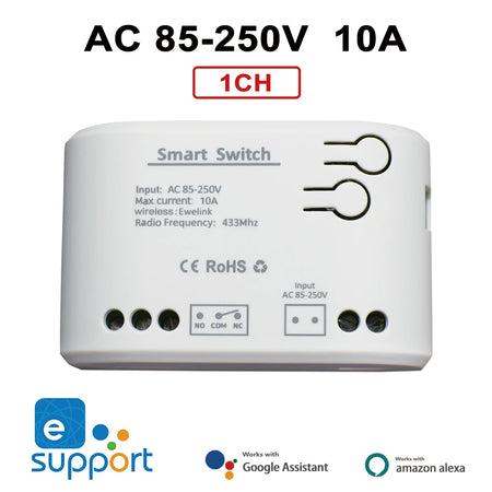 Ewelink Smart WiFi Garage Door Opener with Voice Control AC 85-250V