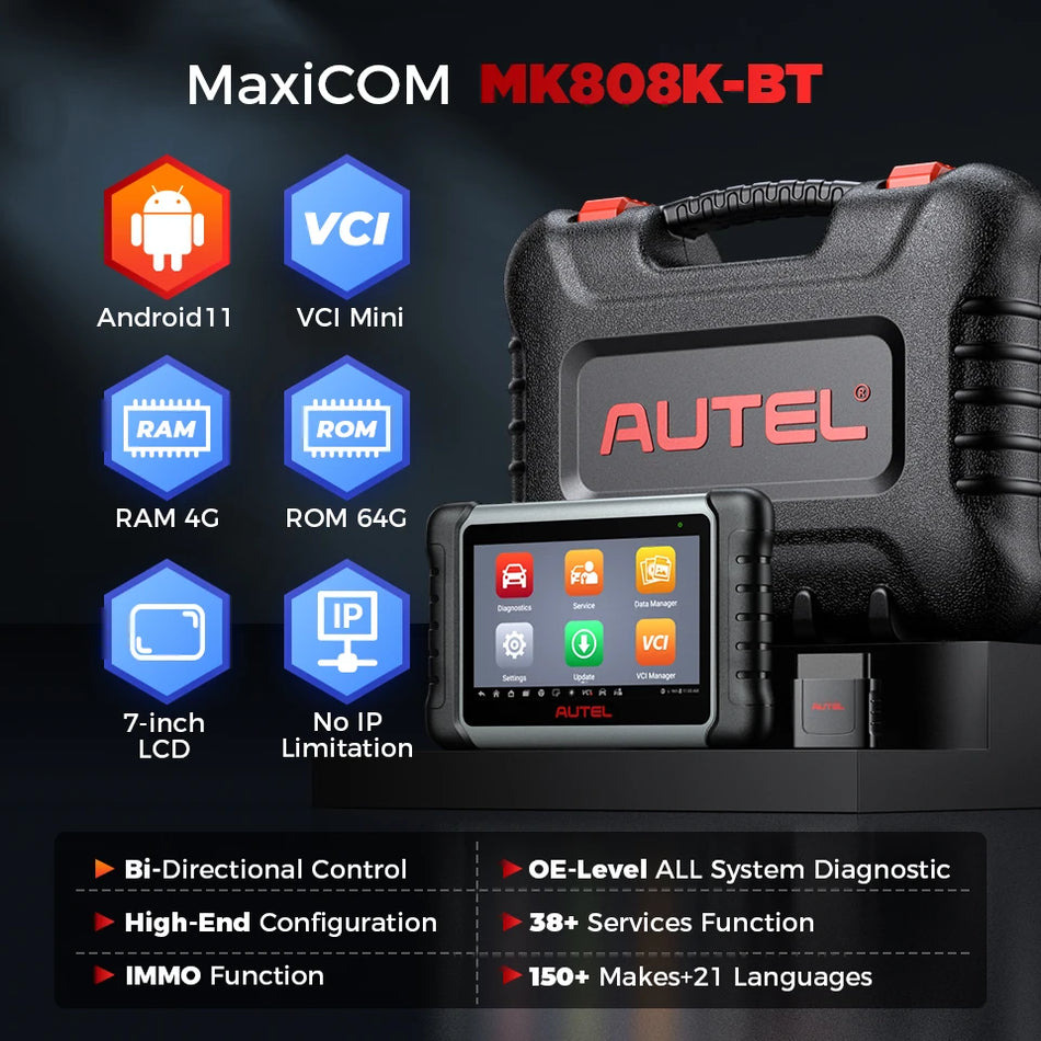 Autel MaxiCOM MK808KBT Bluetooth Bidirektionel OBD2 Scanner