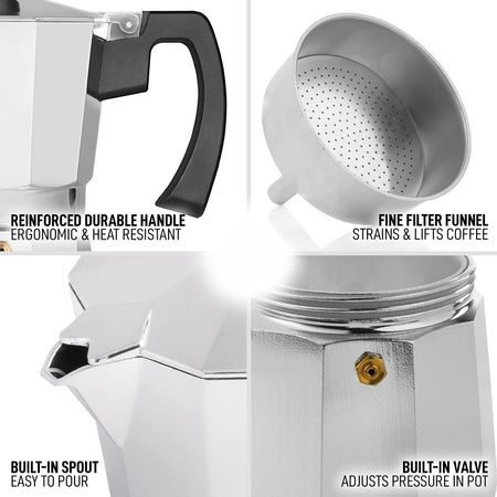 KISS-THE NIGHT Aluminum Classic Stovetop Espresso Maker