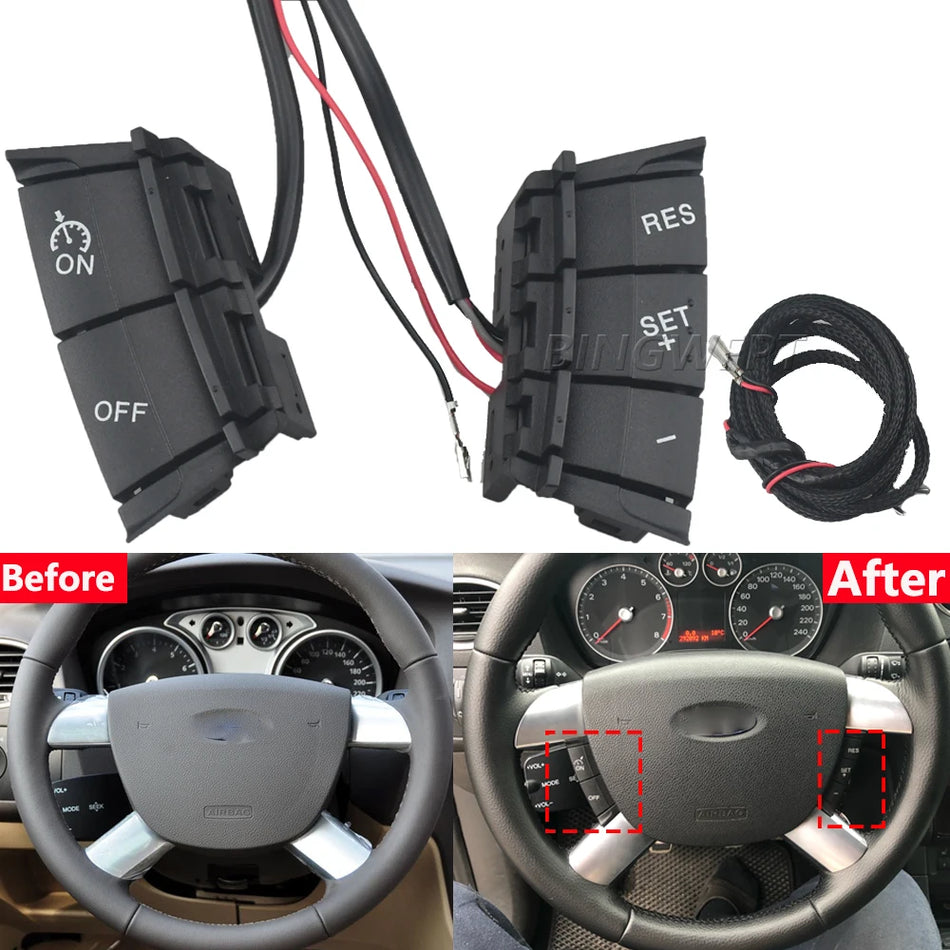 Botones de control de crucero multifuncionales del volante para Ford Focus 2