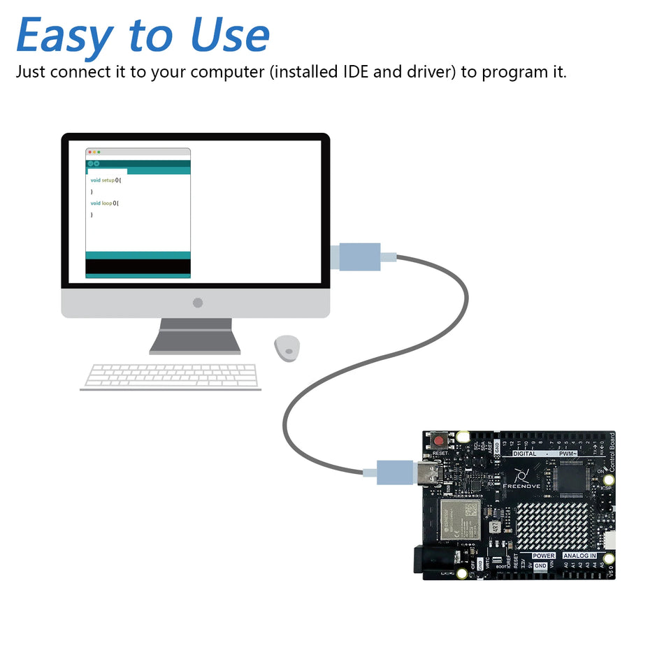 Carte de contrôle Freenove V5 pour Arduino UNO R4 WiFi Mini avec matrice LED ESP32-S3