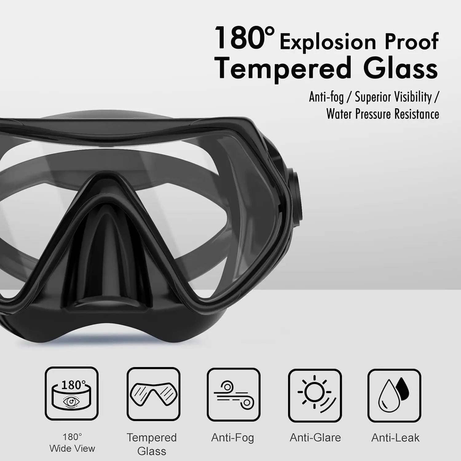 Premium 180&deg; Panoramic Snorkeling Gear with Anti-Fog Dry Top Snorkel