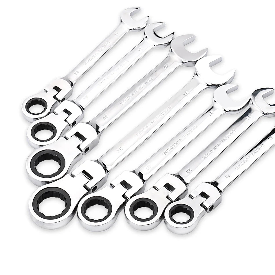 72-Tooth Flexible Ratchet Wrench Spanner Set for Auto &amp; Home Repair
