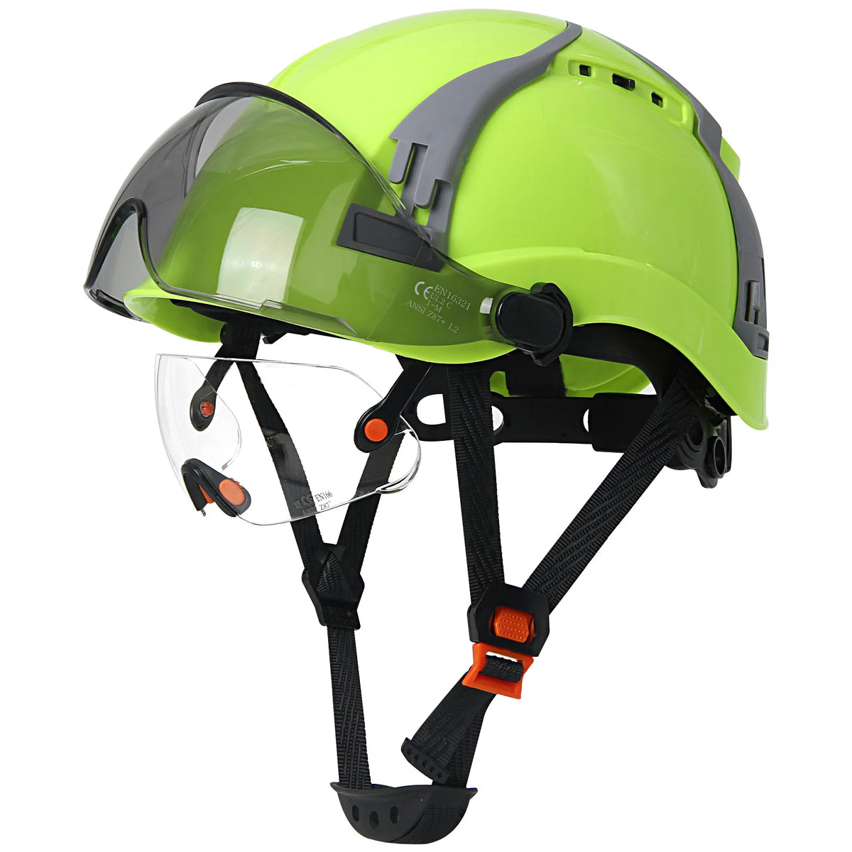 AQM0257 &ndash; CE Safety Helmet With Double Goggles Ultra Green