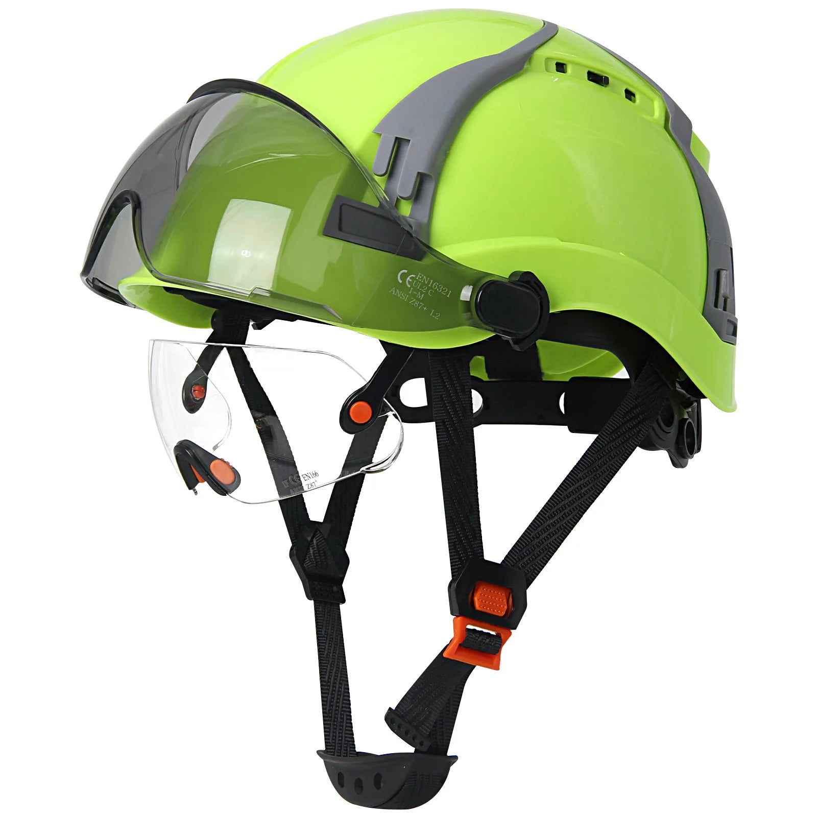 AQM0257 &ndash; CE Safety Helmet With Double Goggles Ultra Green