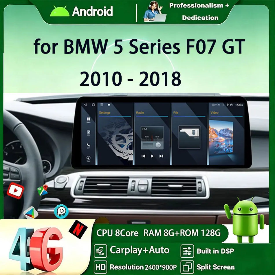 12.3 Inch Touch Screen Car Stereo Radio with Android 16 BT 4G GPS for BMW 5 Series F07 GT