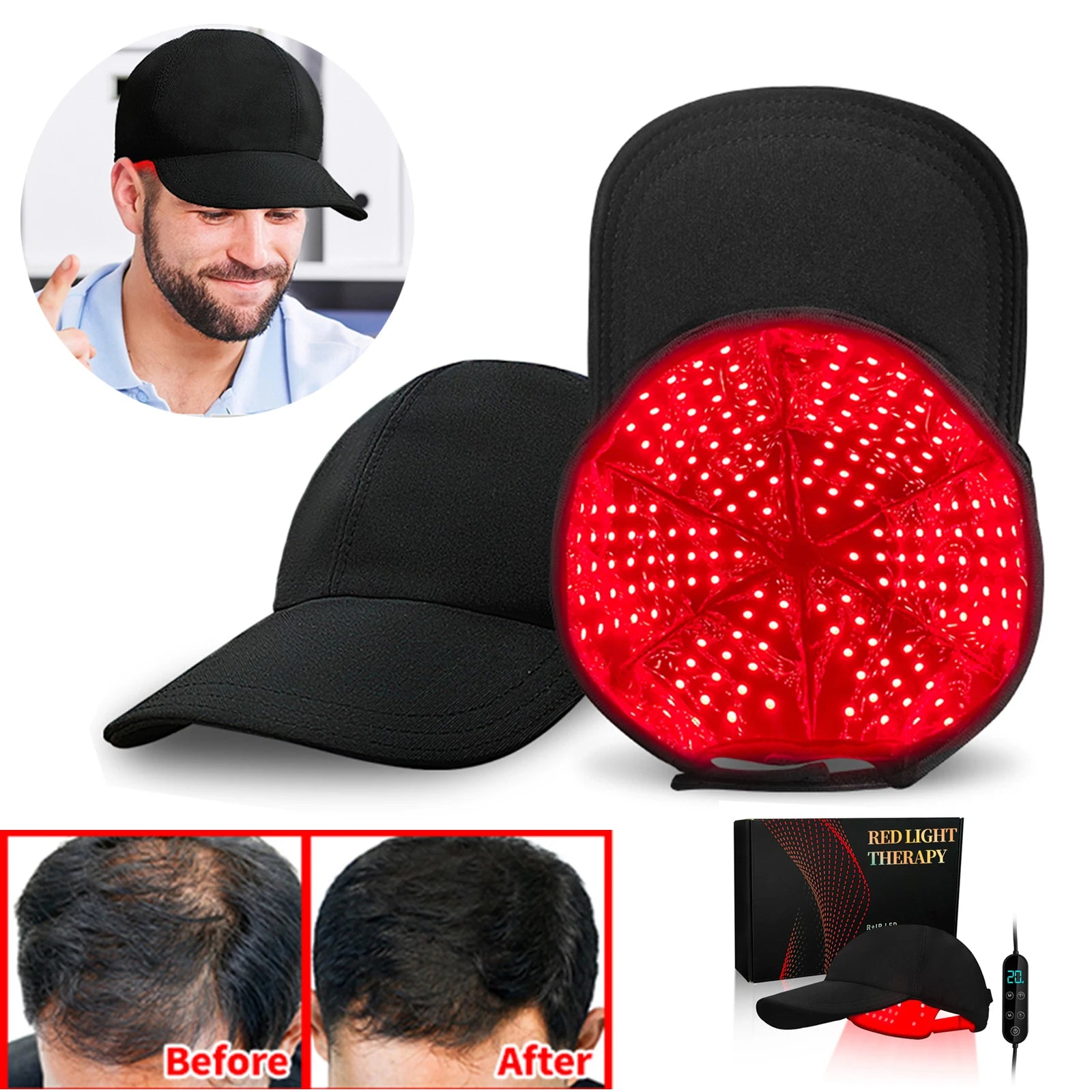 Red Light Therapy Hat Infrared 180LED Helmet - Hair Growth