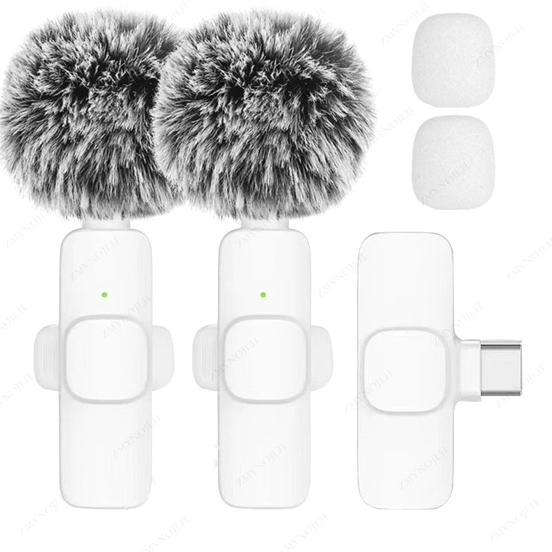 ZMYNOJLH Wireless Lavalier Microphone for iPhone, Android, and PC White 2in1 Type-C / CHINA