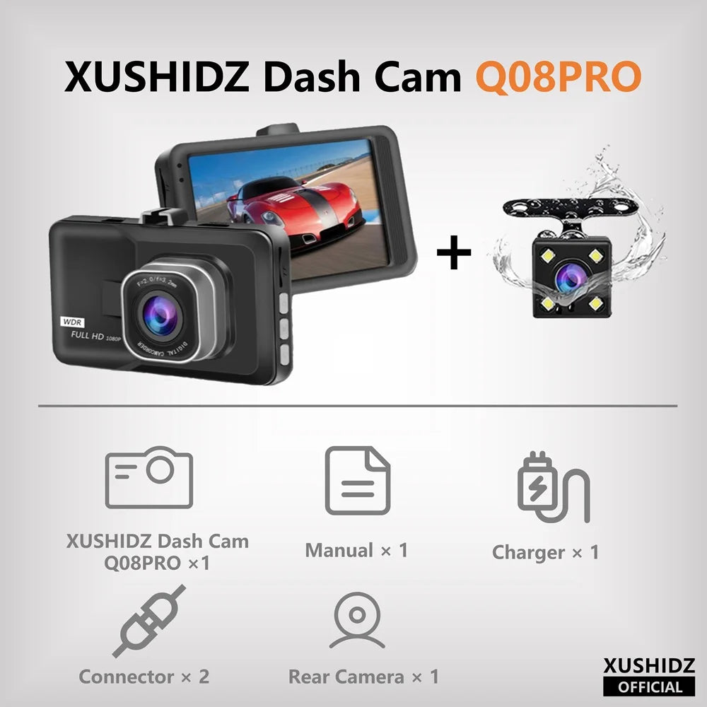 XUSHIDZ 1080P HD Dash Cam Q08PRO n rear Camera / None