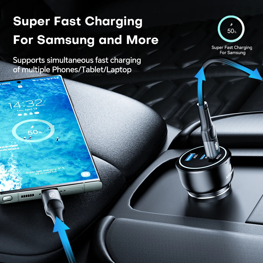 ASOMETECH 138W Car Charger &ndash; Ultra-Fast Charging for Phones and Laptops