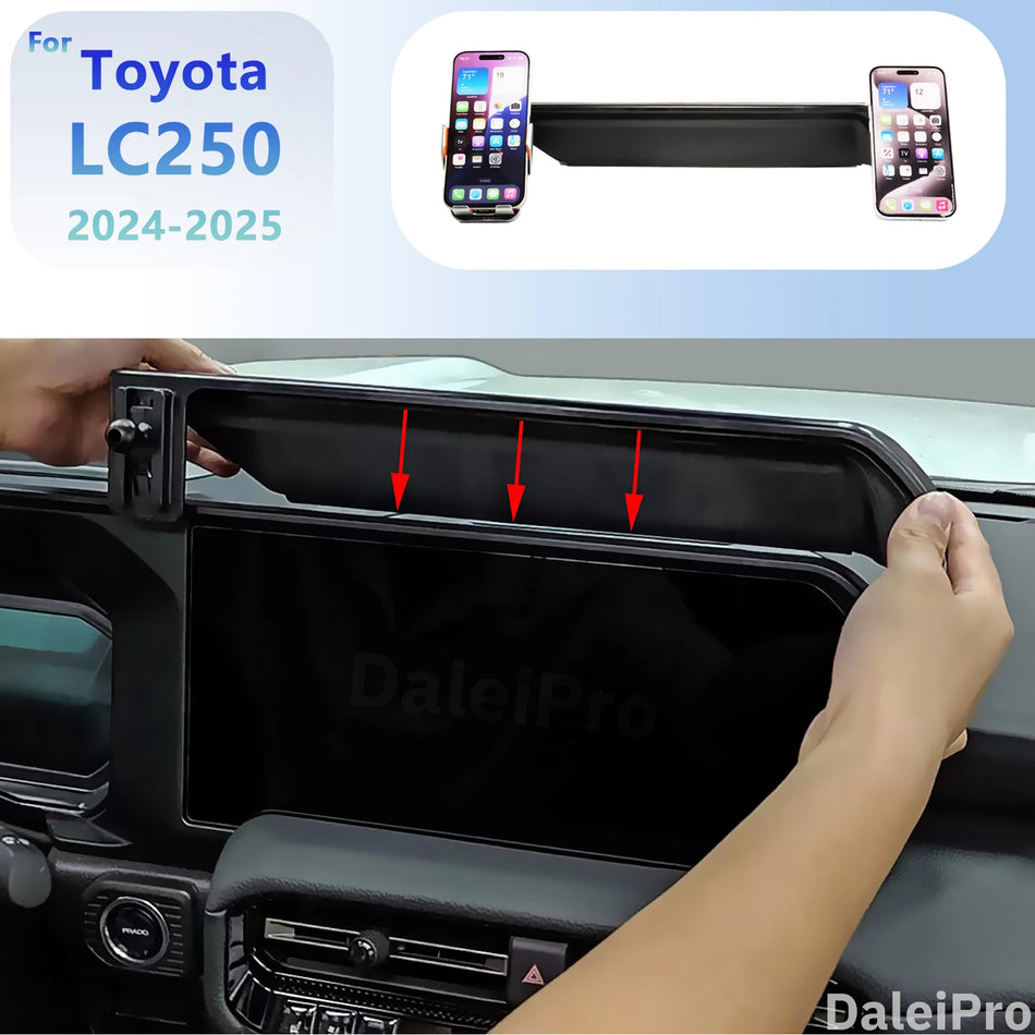 Dvigubas belaidžio krovimo telefono laikiklis su saugykla Toyota Land Cruiser LC250 Prado