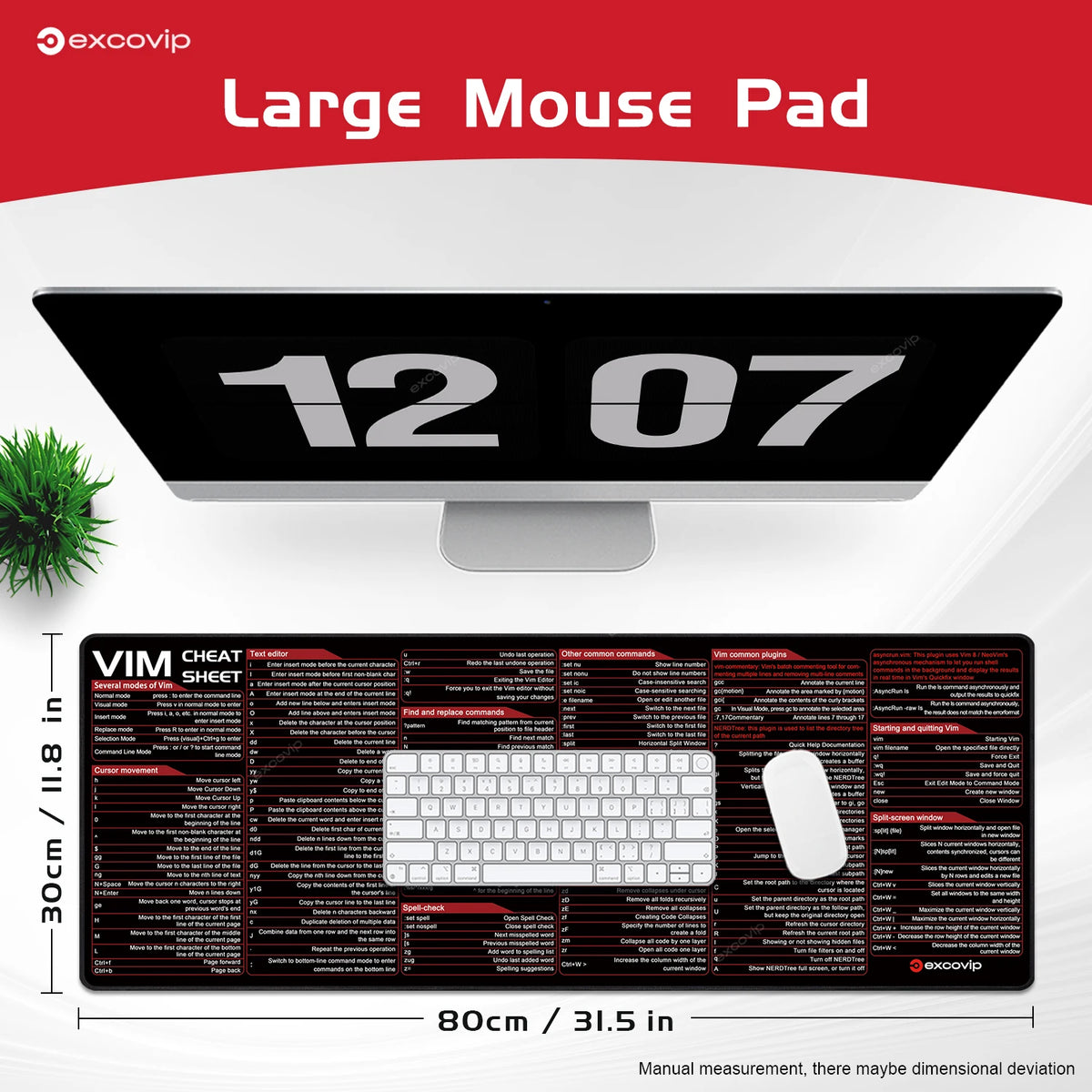 EXCO Vim Mouse Pad Linux Text Editor Cheat Sheet &ndash; Non Slip