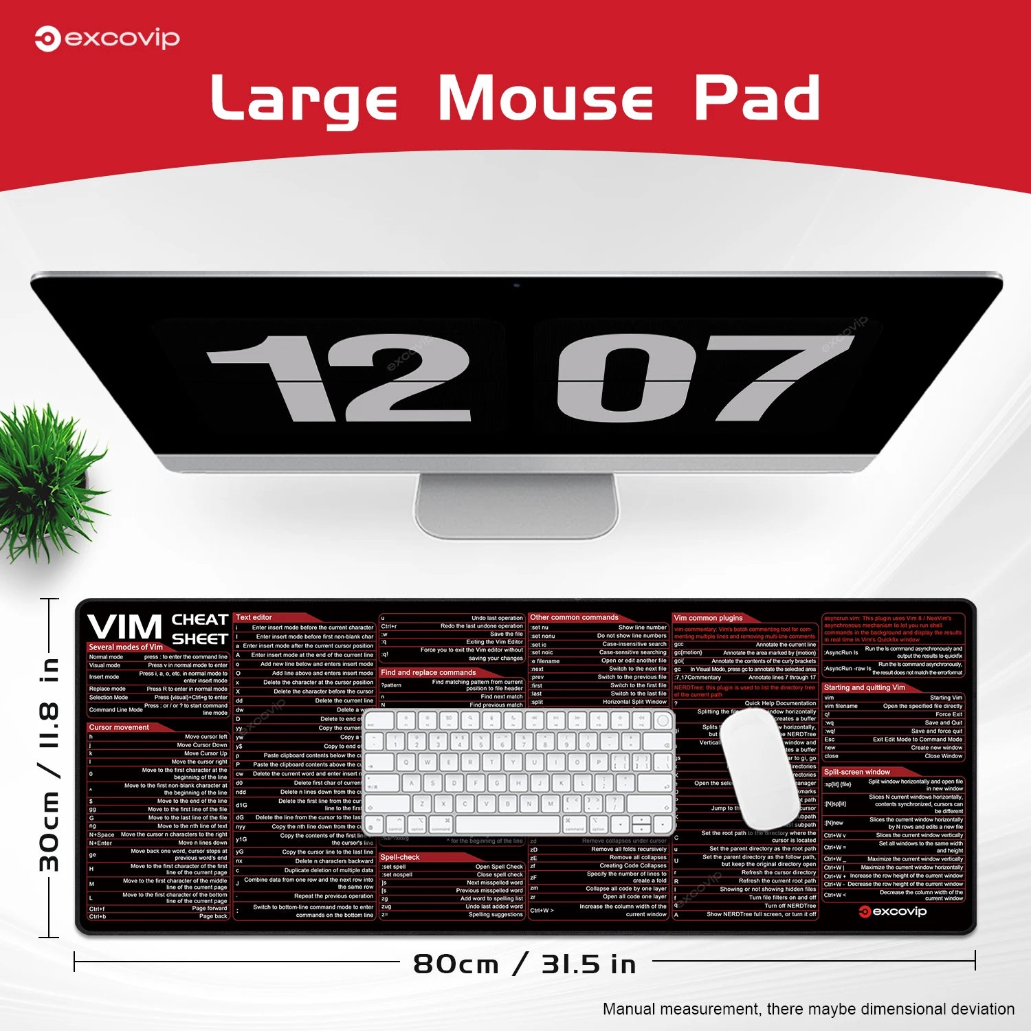 EXCO Vim Mouse Pad Linux Text Editor Cheat Sheet &ndash; Non Slip