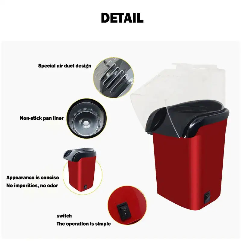 Mini Electric Popcorn Maker Fully Automatic Home Kitchen