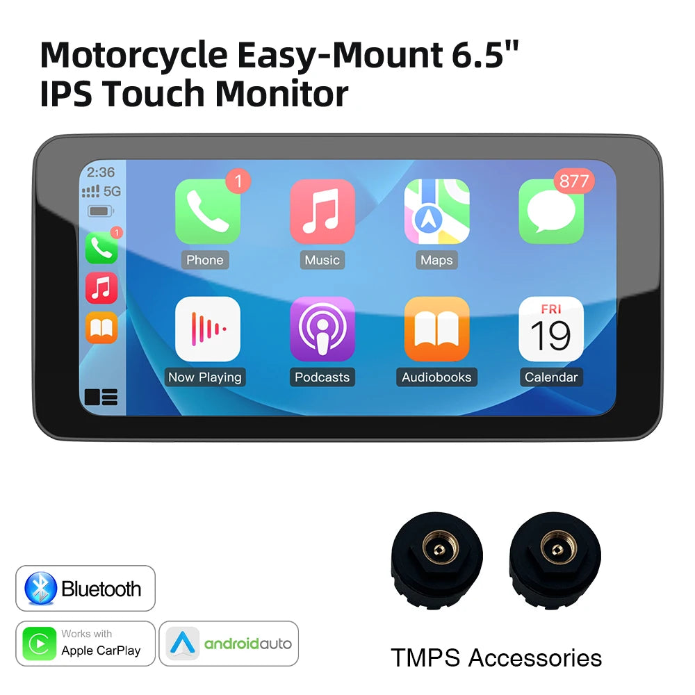 6.5 Inch Motorcycle Monitor - CarPlay Android Auto Pro M630 TPM