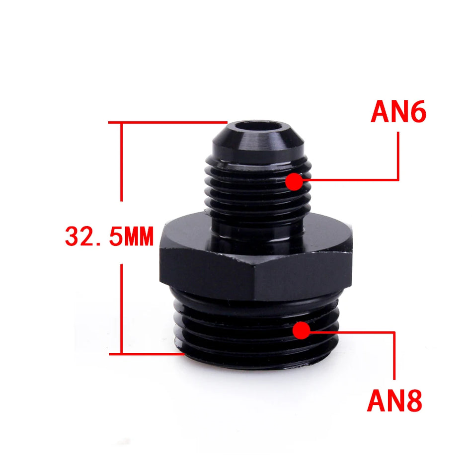 Aliuminio AN jungties adapteris, AN6-AN10 į M14/M18x1.5, tiesus degalų žarna