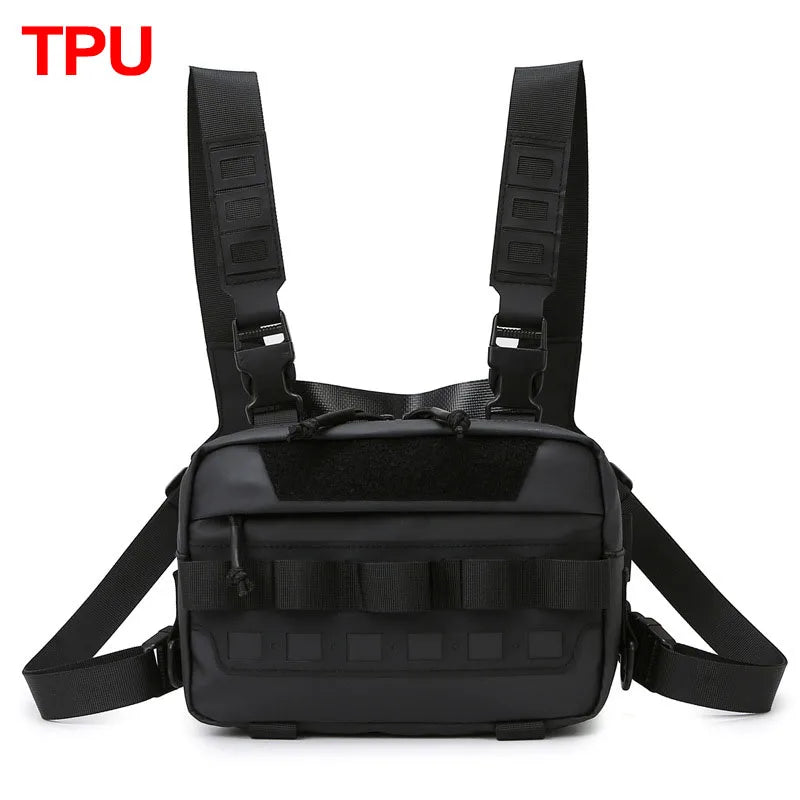 Fishing Tactical Chest Rig Bag - Durable MOLLE Front Vest TPU Black