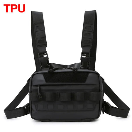 Fishing Tactical Chest Rig Bag - Durable MOLLE Front Vest TPU Black