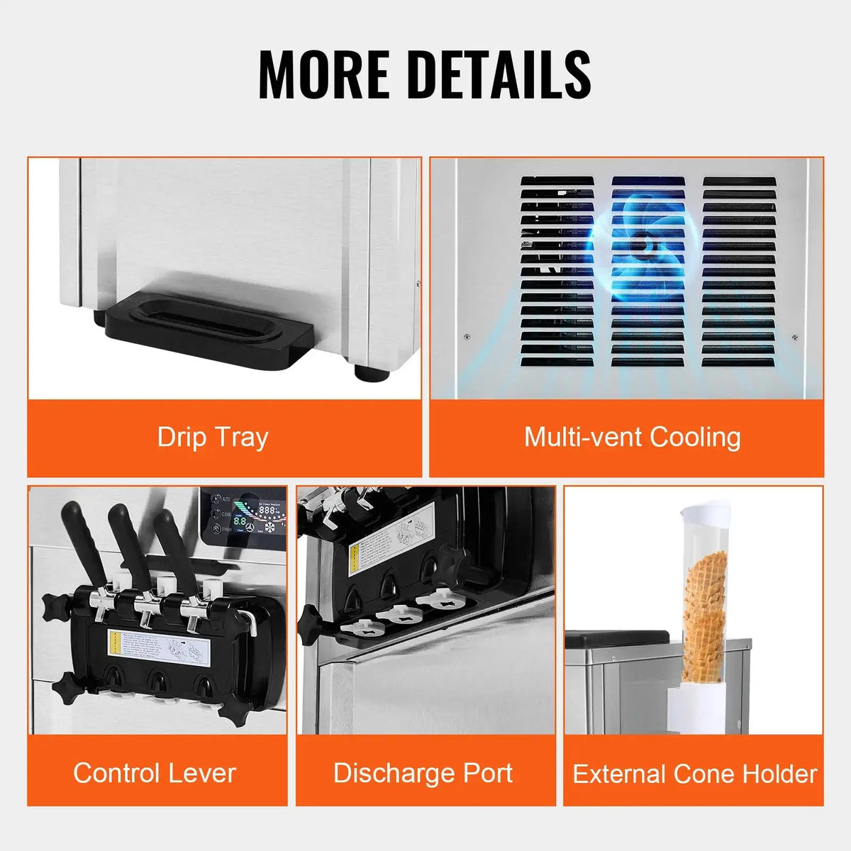 1850W 3 Flavor Soft Serve Ice Cream Maker