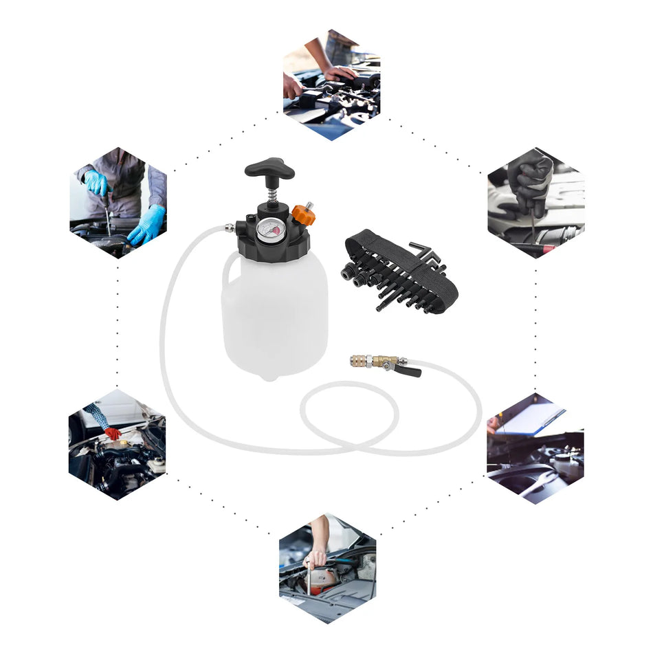 Brake Bleeder Kit With 12 Adapters – Manual Fluid Transfer