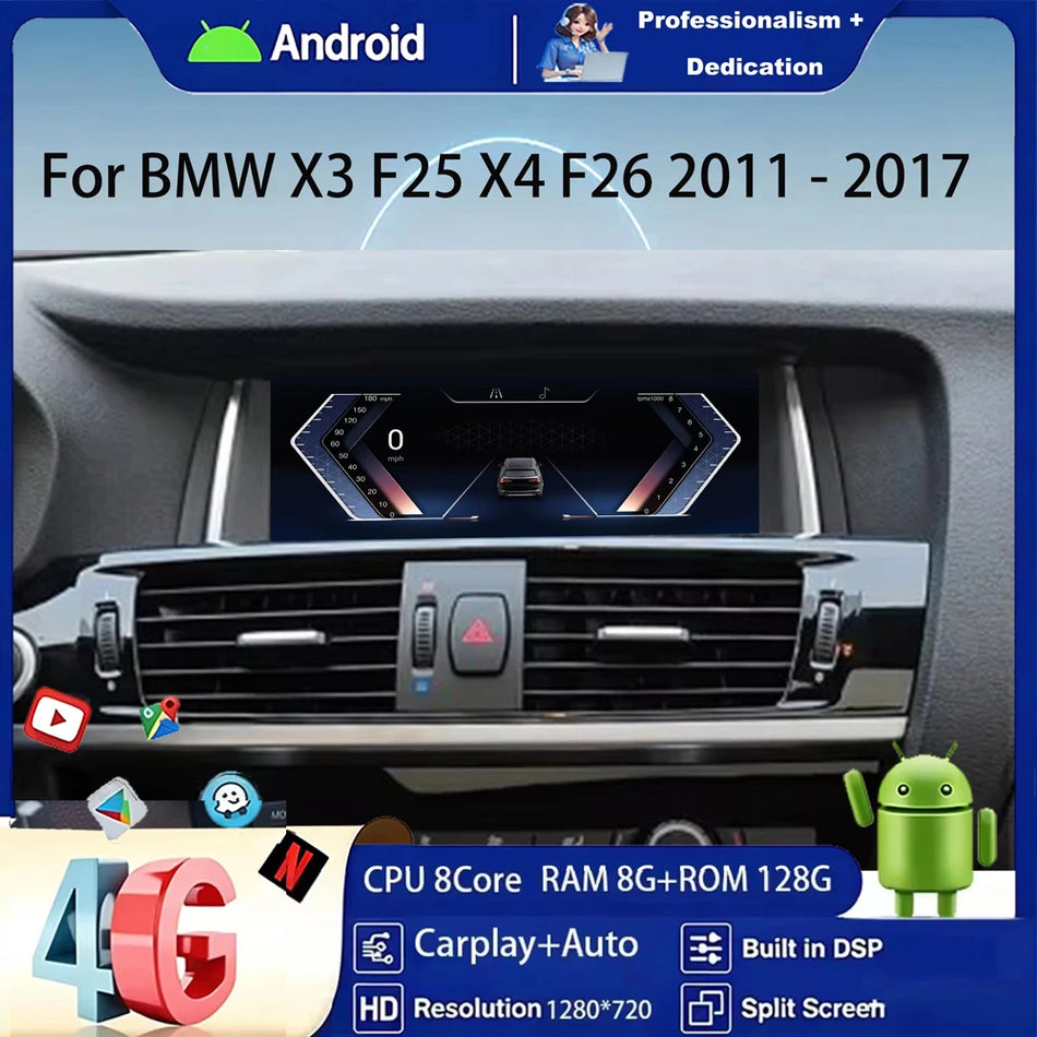 Unidade Principal Android 15 de 8,8 Polegadas para BMW X3 F25 X4 F26 com Ecrã Touch