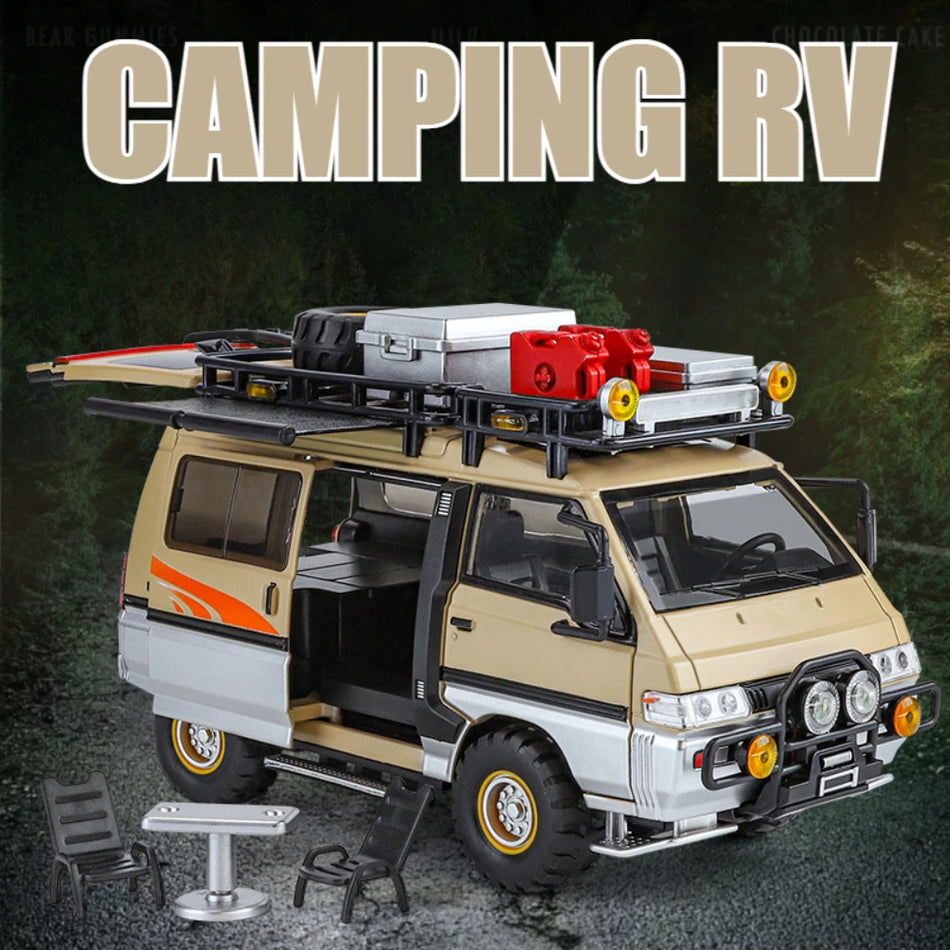 Diecast avtomobilski model z zvokom in svetlobo za Mitsubishi Delica kampiranje