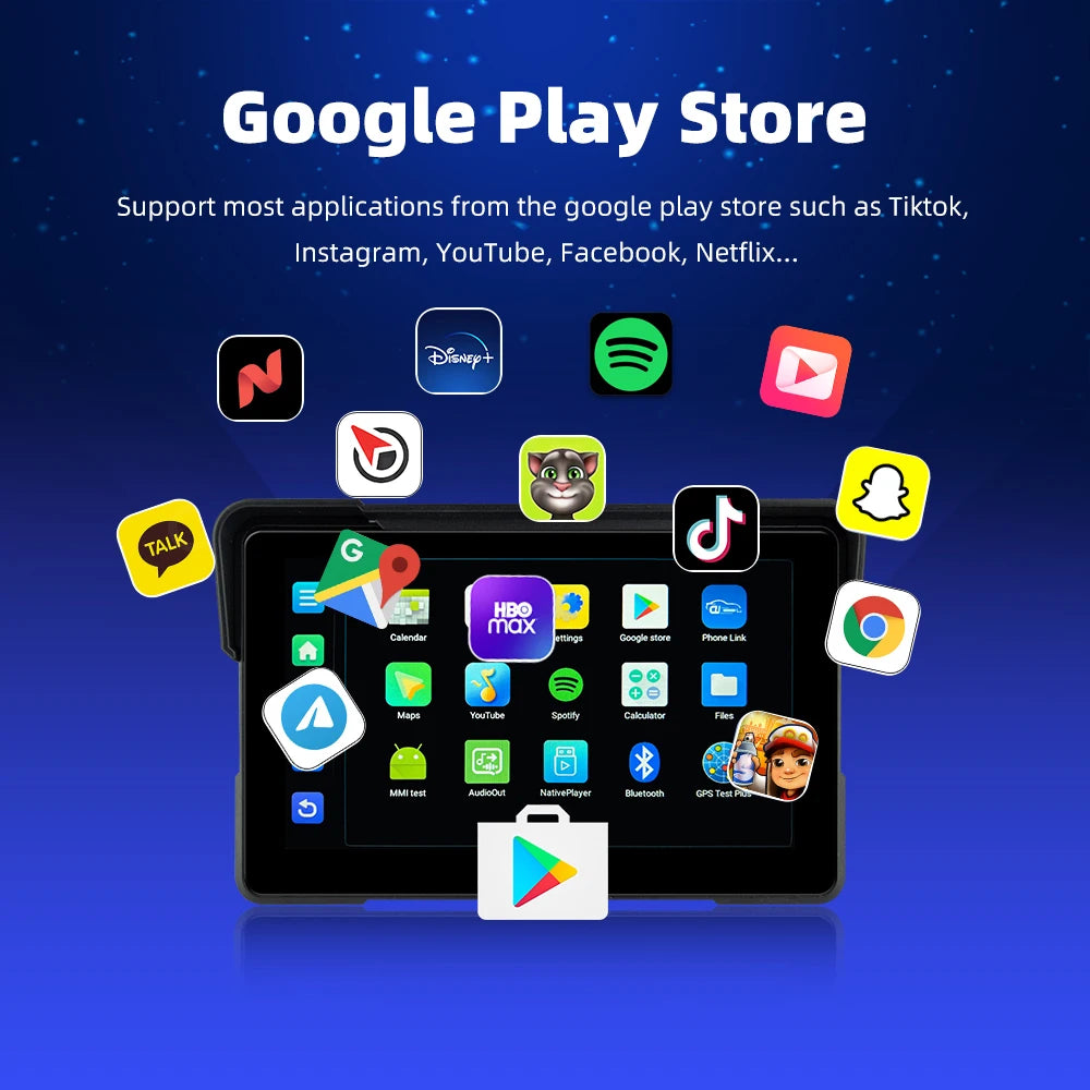 EVKEY New Android 13 Motorcycle GPS &ndash; Wireless CarPlay and Android Auto