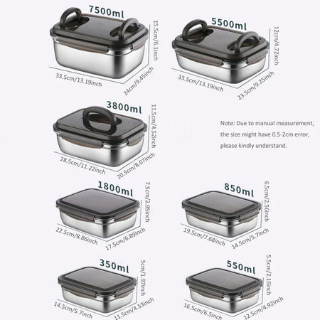 304 Stainless Steel Versatile Bento Box - Multiple Sizes Available