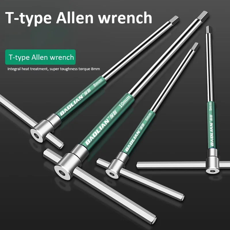 Edelstahl T-Griff Inbusschlüssel Set 2 bis 10 mm rutschfest doppelseitig